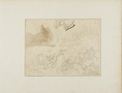 Náčrtky pro jezdeckou bitvu; zadní nohy psa od Jean Louis André Théodore Géricault
