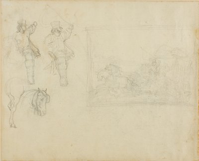 Náčrtky Postillionů a dostavníku od Jean Louis André Théodore Géricault