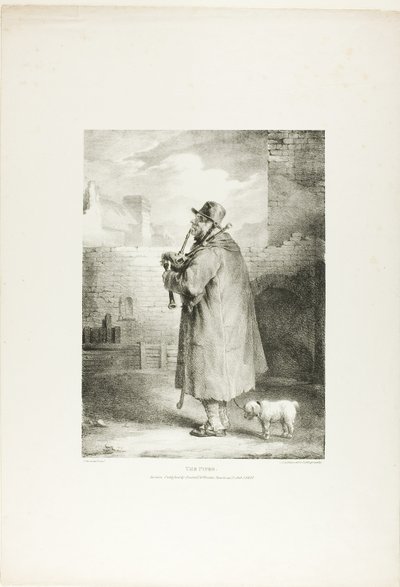 The Piper, deska jedna z Různých námětů kreslených ze života na kameni od Jean Louis André Théodore Géricault