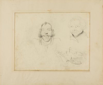Tři karikatury hlav od Jean Louis André Théodore Géricault