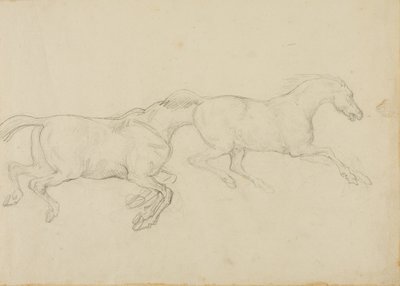 Dva koně cválající doprava od Jean Louis André Théodore Géricault