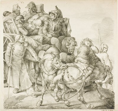 Vůz se zraněnými vojáky od Jean Louis André Théodore Géricault