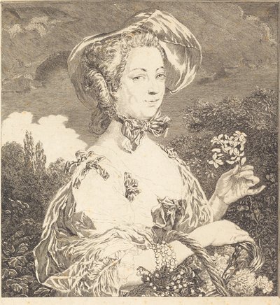 Marquise de Pompadour jako krásná žardiniéra od Jean Louis Anselin after Carle Van Loo