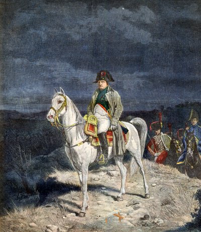 Francouzský císař Napoleon I. na koni 1814 - rytina podle Meissoniera. od Jean Louis Ernest Meissonier