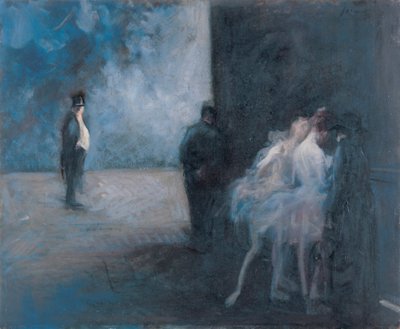 Backstage - Symphony in Blue par Forain, Jean Louis (1852-1931), Mezi 1900 a 1923 - Olej na dřevě, 45,3x54,7 - Ohara Museum of Art, Kurashiki od Jean Louis Forain