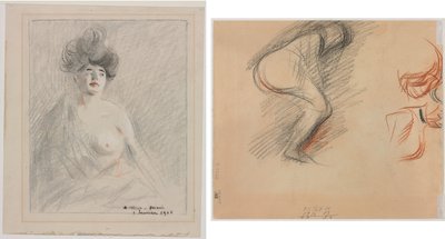 Kurtizána (recto) Náčrtky postav (verze) od Jean Louis Forain