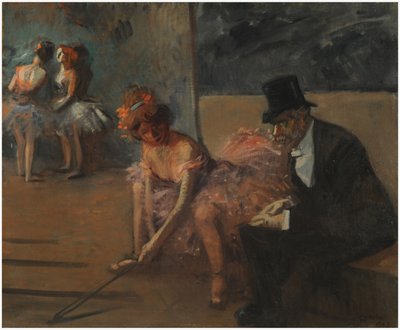 Tanečnice s obdivovatelem za scénou od Jean Louis Forain