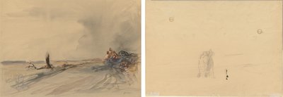 Devastovaná země (recto); Postavy v krajině (verze) od Jean Louis Forain