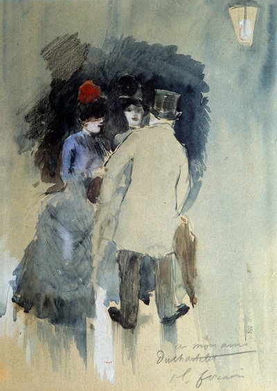 Setkání Akvarel Jeana Louise Foraina (1852-1931) 20. stol. od Jean Louis Forain