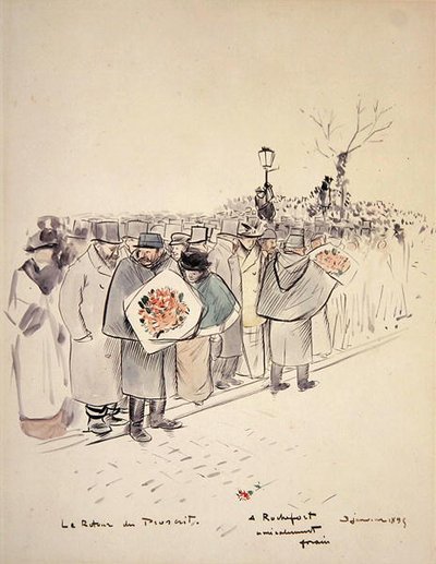 Návrat psance, kolem roku 1895 (pero, inkoust a akvarel na papíře) od Jean Louis Forain