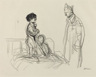 Matku a dítě navštívil voják v nemocnici, c. 19141919. od Jean Louis Forain