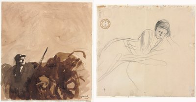 Voják v zákopu (recto) Ležící žena (verso) od Jean Louis Forain
