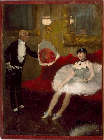 The Admirer, cca 1877-79 (olej na plátně připevněné na dřevě) od Jean Louis Forain