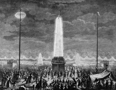 Francouzská revoluce: Festivaly a iluminace na Champs Elysees v Paříži 18. července od Jean Louis II (after) Prieur