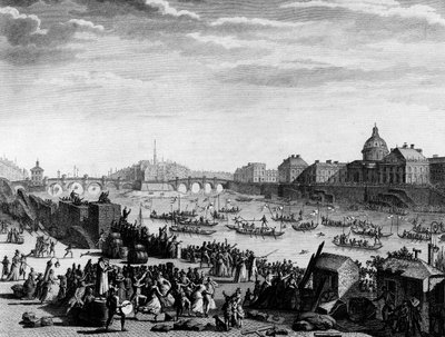 Francouzská revoluce: Fete popravena na památku federace: hra na Seině v Paříži 18. července od Jean Louis II (after) Prieur