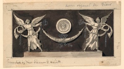 Dekorativní panel: Slávy podporující lup pod medailonem od Jean Louis Prieur the Younger