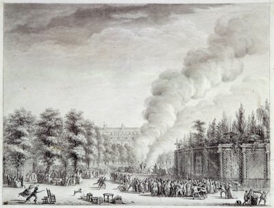 Francouzská revoluce: „“ Model papeže hoří v Palais-Royal, 6. dubna od Jean Louis the Younger Prieur