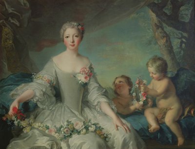 Portrét pravděpodobně Louise Diane dOrleans (1716-36) jako Flora, 1731 od Jean Marc Nattier