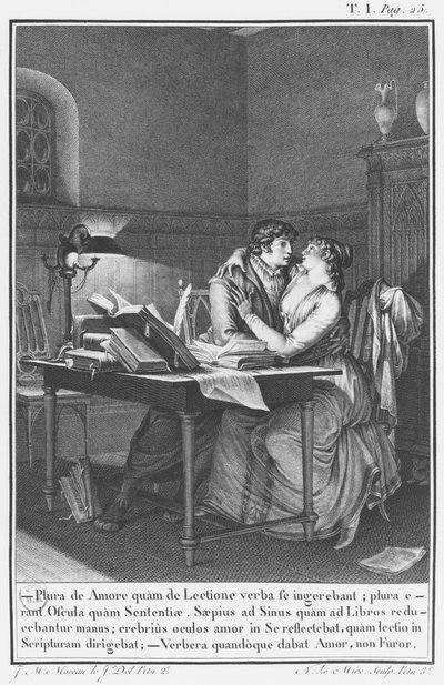 Heloise a Abelard ve své studii, ilustrace z 