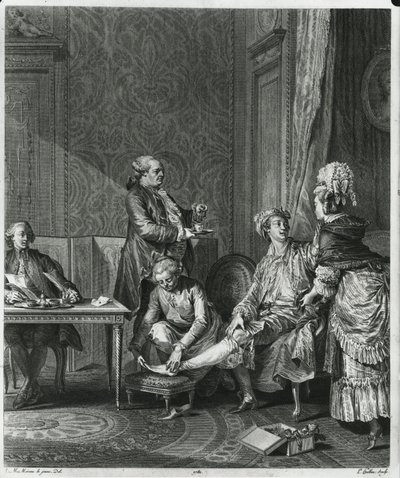 Levee, rytina Louis Michel Halbou (1730-1809) 1781 od Jean Michel the Younger Moreau