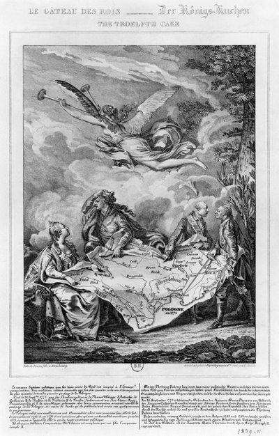 Dort Troelfth, první rozdělení Polska 26. září 1772, vyryl Noel Le Mire (1724-1800) (litho) (černobílá fotografie) od Jean Michel the Younger Moreau