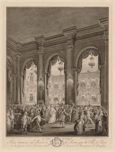 Maskovaný ples, 1782. od Jean Michel the Younger Moreau