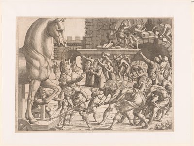 Přivedení trojského koně Historie trojské války (název série) od Jean Mignon (attributed to)