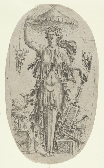 Termín v podobě ženy s hudebním nástrojem, 1535-55. od Jean Mignon
