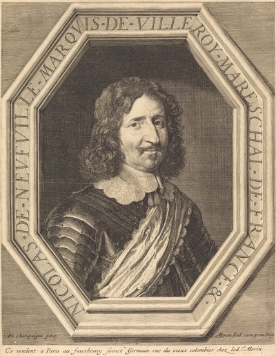 Nicholas de Neufville, markýz z Villeroy od Jean Morin after Philippe de Champaigne