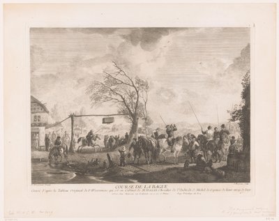 Prsten ve vesnickém hostinci Cours de la bague (název na objektu) Tisky po obrazech od Philipse Wouwermana (název série) Oeuvres de Ph.pe Wouwermans Hollandois (název série) od Jean Moyreau