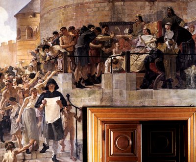 Francouzský Ludvík VI. udělující občanům Paříže jejich první listinu, 12. století c1858-1921 od Jean Paul Laurens