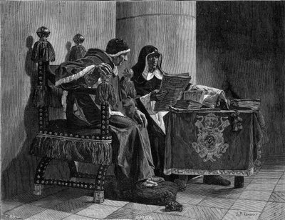 Papež a inkvizitor také říká „Sixte IV (1471-1484) a Tomas de Torquemada (1420-1498)““ rytina podle obrazu Johna Paula Laurense (1838-1921) od Jean Paul Laurens