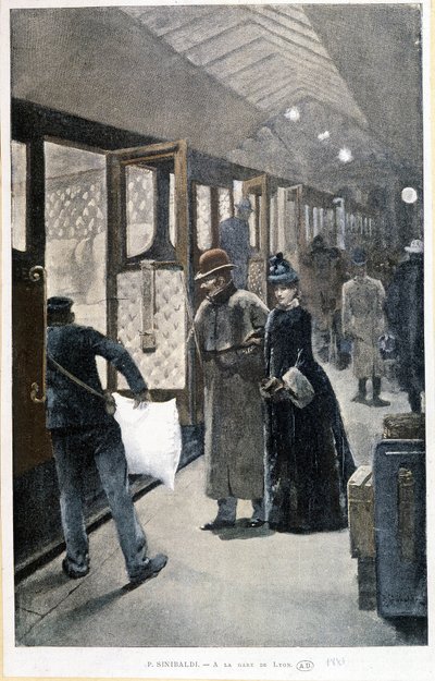 Odjezd na noční vlak na Gare de Lyon - kresba Sinibaldi od Jean Paul Sinibaldi