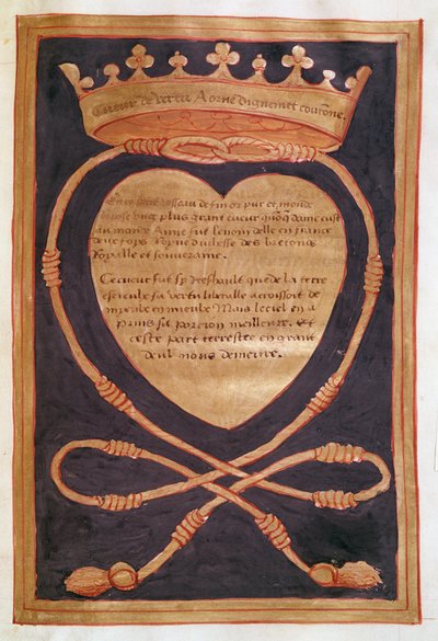 Fol. 61r Korunované srdce odvahy, z popisu pohřbu Anny Bretaňské (1477-1514) 1515 od Jean Perreal