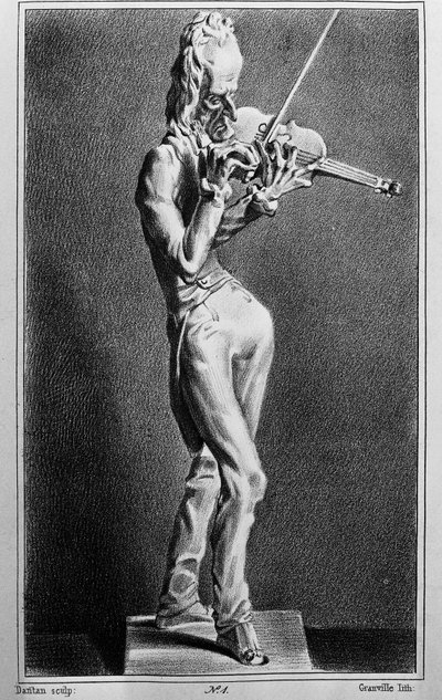 Niccolo Paganini (1782-1840), italský houslista a skladatel. Karikatura podle sochy Jeana Pierra Dantana ml. od Jean Pierre (after) Dantan