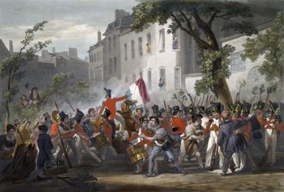 Pátá linie se bratříčkuje s lidmi, Boulevard des Italians, 29. července. od Jean Pierre Marie Jazet