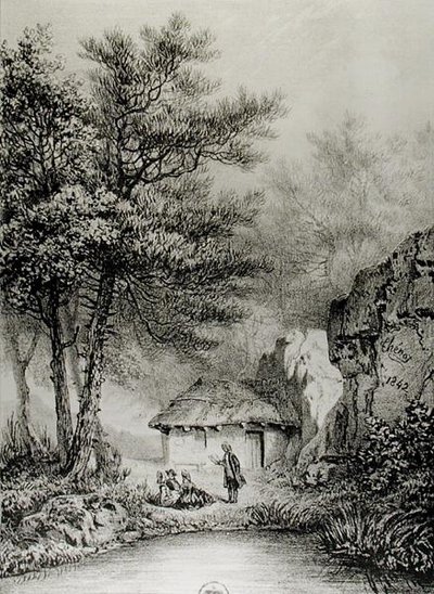 Jean-Jacques Rousseaus (1712-78) Kabina v Ermenonville, 1842 od Jean Pierre after Thenot
