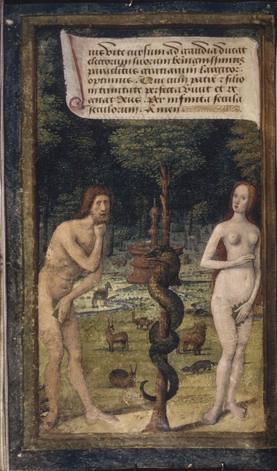 Adam a Eva z Bastard Letters, asi 1490-1510 od Jean Poyet