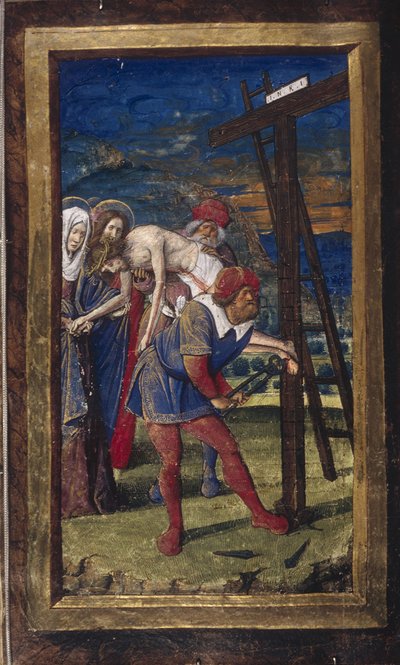 Sestup z kříže z Lettres bâtardes, cca 1490-1510 od Jean Poyet