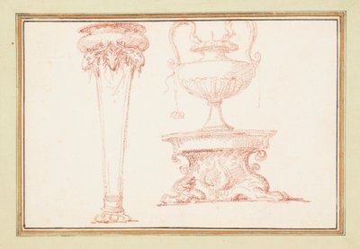 Vázaná kresba, Váza a lampa na stojanu, in Dessins d