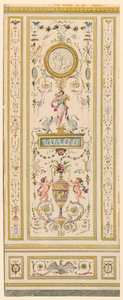 Kresba, ornamentální panel, 1775-1800 od Jean Simeon Rousseau