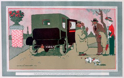 „Nový řidič“, francouzská motoristická karikatura, 1913 od Jean Villemot