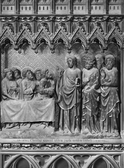 Katedrála, interiér, chórové plátno, Ježíš Kristus se zjevuje na Olivové hoře, cca 1340-51 (polychromovaný kámen) od Jean and Jean Le Boutellier Ravy