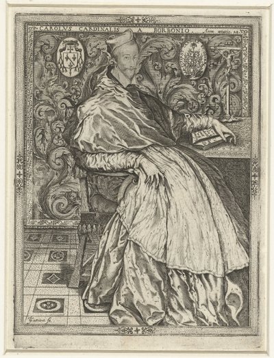 Portrét van kardinaal Karel van Bourbon Charles Cardinal of Bourbon ve věku 28 let od Jean de Gourmont (I)