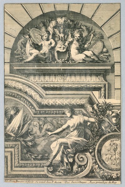Design for Overdoor and Frame, z "Search for Několik krásných kousků" od Jean le Pautre