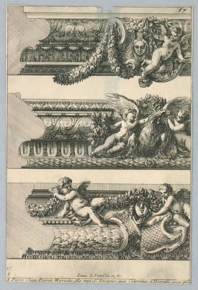 Design pro malované rámy, z "Bordures de Tableau" od Jean le Pautre