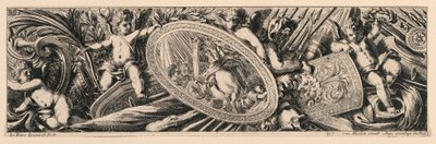 Frieze: Trofeje zbraní a Putti od Jean le Pautre