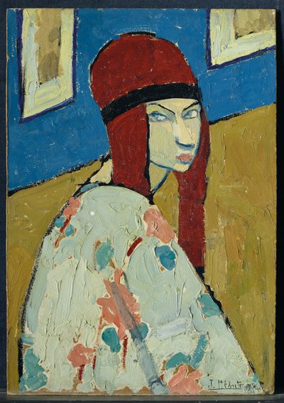 Autoportrét, kolem roku 1917 (olej na kartonu) od Jeanne Hébuterne