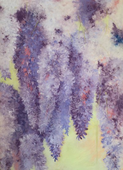 Květy vistárie, 2023 (pastel na papíře) od Jeanne Maze