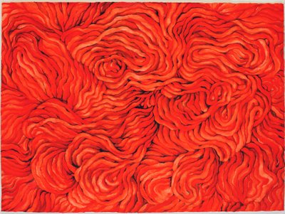 Červená vlna, 2013 (kvaš na papíře) od Jeanne Maze